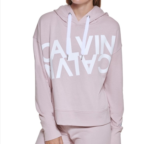 Calvin Klein Tops - Calvin Klein Women's Pink crop hoodie